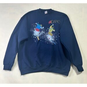 Vintage Soffe Heavy Sweats Ski Idaho Sweatshirt Navy Blue Mens XL Made in USA